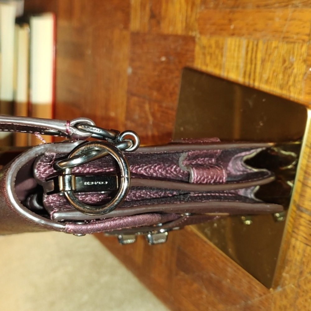 Coach Mini Swagger 2015 35995 Metallic Berry Leather Crossbody $350 Retail EUC - Picture 8 of 16
